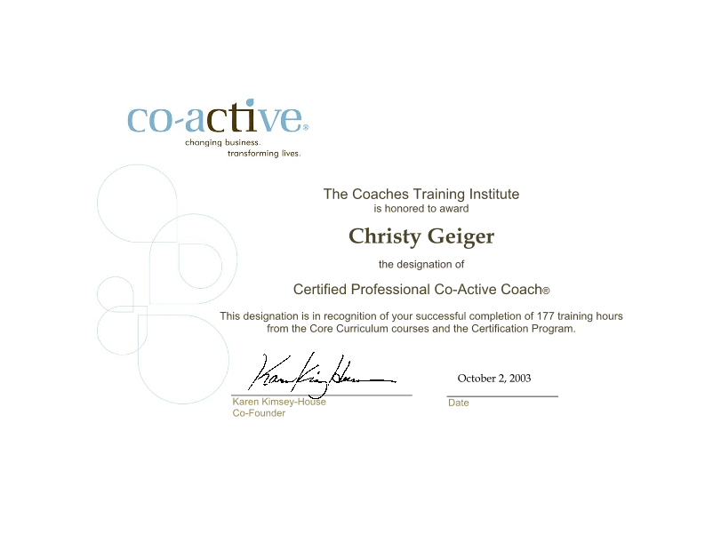 Christy Geiger Executive Leadership 4.0 Coach Co-Active
